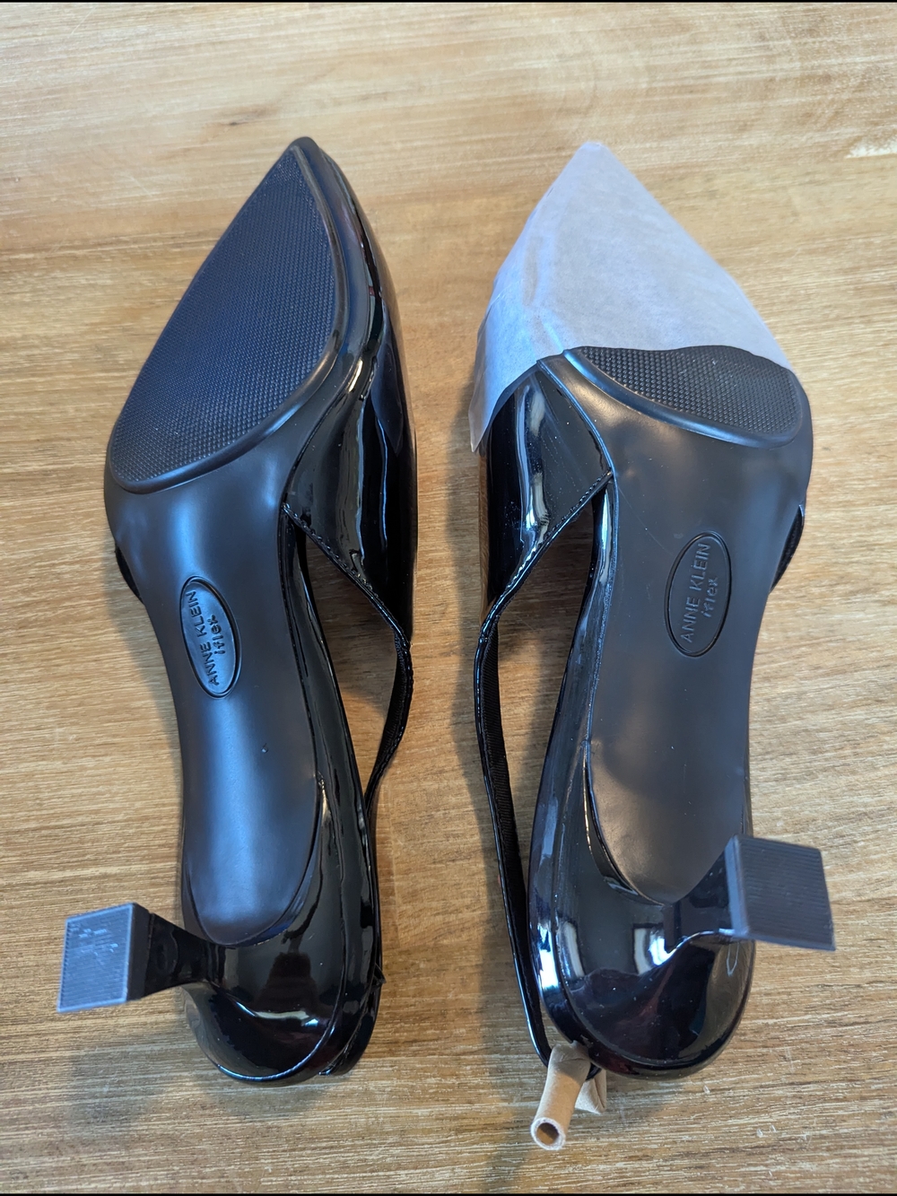 Anne Klein Black Patent Slingback Pointed Toe Pump with Crystal Accent - Picture 10 of 15